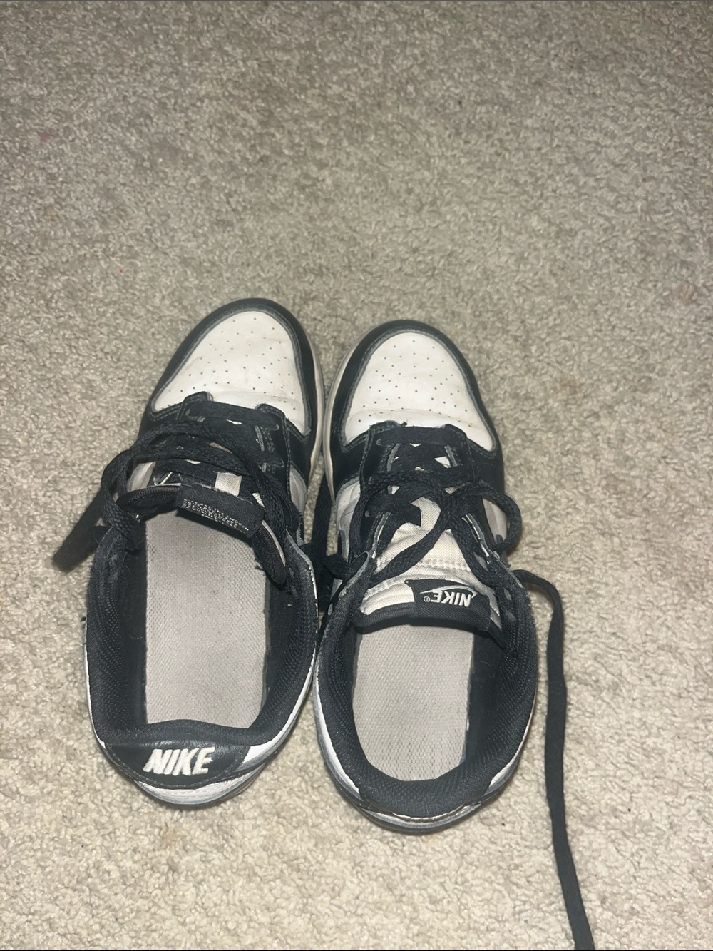 Nike Kids Black and White Dunks Sneakers with Perforated Toe